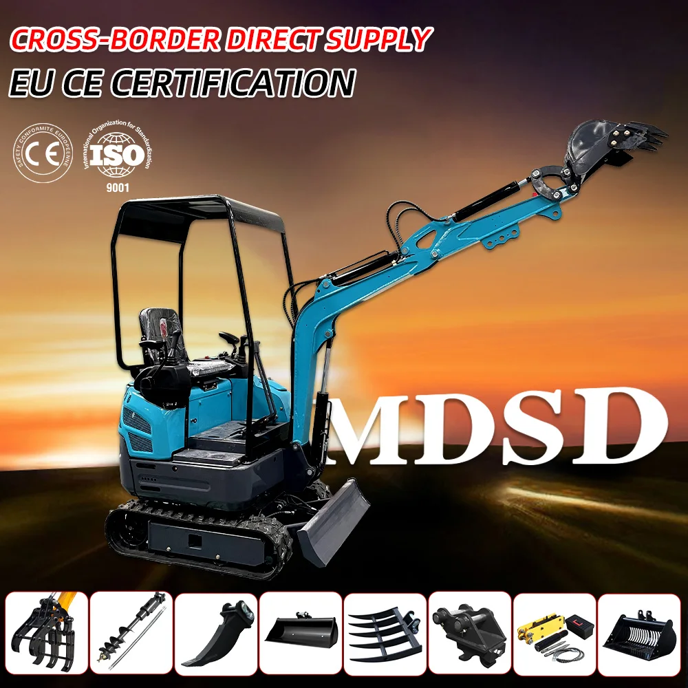 Spedizione veloce Mini escavatore cingolato da 1,2 tonnellate EPA EURO5 Motore Mini escavatore idraulico Mini escavatore agricolo Vendita personalizzata