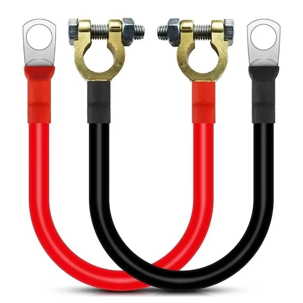 2pcs Waterproof Battery Inverter Cable 50cm Length 35mm²/2 Starter Cable Set Flexible Stranded Wire 2AWG Gauge Car Battery Cable