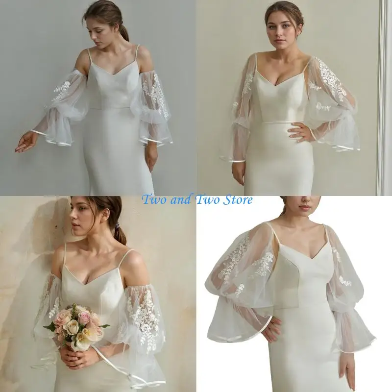 HX6F Stylish Arm Cover for Bride Elegant Embroidery Sleeve Design Formal Occasion Wear