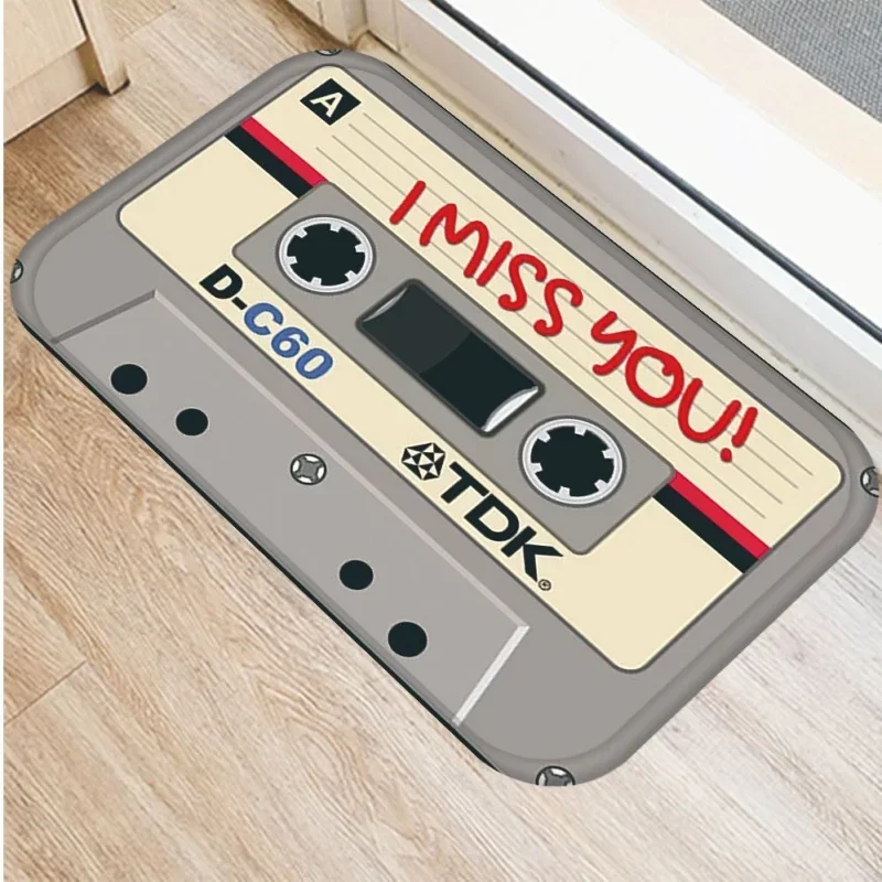 Retro Brand Cassette Tape Door Mat Non-slip Washable Floor Mat for Entryway Living Room Home Decor 80s Vintage Mixtape Mat
