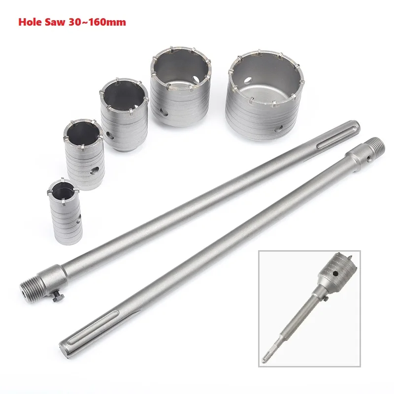 Square/Round/Hexagonal Handle Shank Adapter Sleeve Connection Conversion Rod Square Head Socket Extension Rod Hole Saw 30~160mm