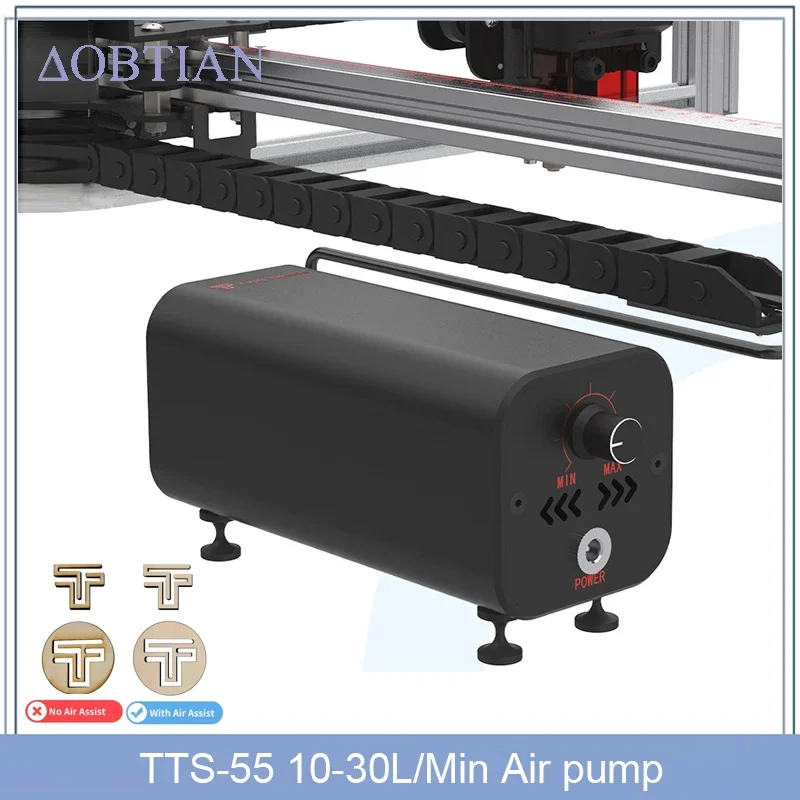 Air Airflow Assist Kit 10-30L/min Air Assist Pump Low Noise Remove Smoke and Dust for Laser Engraver Cutter Machine TTS-55 36W