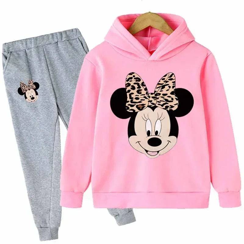 Children Disney Mickey Mouse Clothes Sweatshirts Hoodie Pants 2 piece Mickey Mouse Tracksuit Girl Kids Printed Hoodie Set Suits
