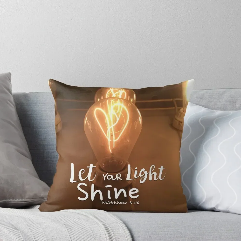 

Let Your Light Shine Matthew 5:16 Antique Lightbulb Throw Pillow Luxury Sofa Cushions Bed pillowcases pillow