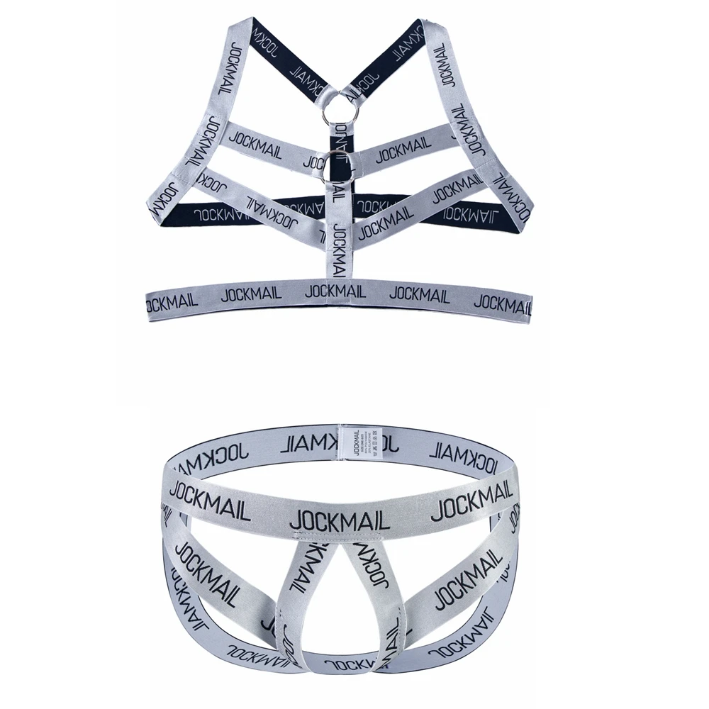 Sexy Mens Harness Set Elastic Halter Chest Body Straps Hollow Out Lingerie Bondage Belts Fetish Mens Underwear Jockstrap