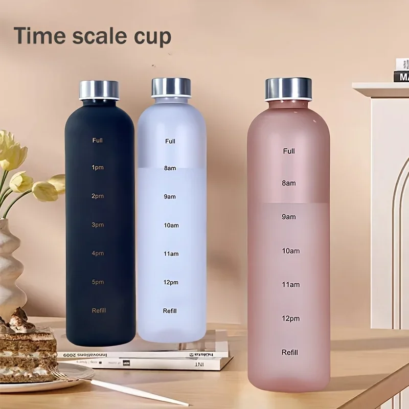 

Портативная спортивная чашка для воды на день гидратации 1000 мл/33,82 унции с расписанием, однотонная бутылка для тренажерного зала, кемпинга, пешего туризма, школы