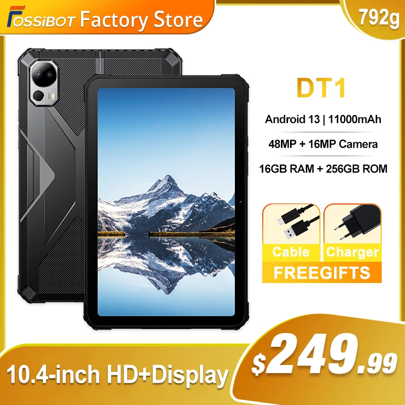 

FOSSiBOT DT1 Rugged Tablet Android 13 10.4inch 8GB 256GB 11000mAh 2K Display 48MP Camera Tablet 18W Fast Charge Tablet Pad