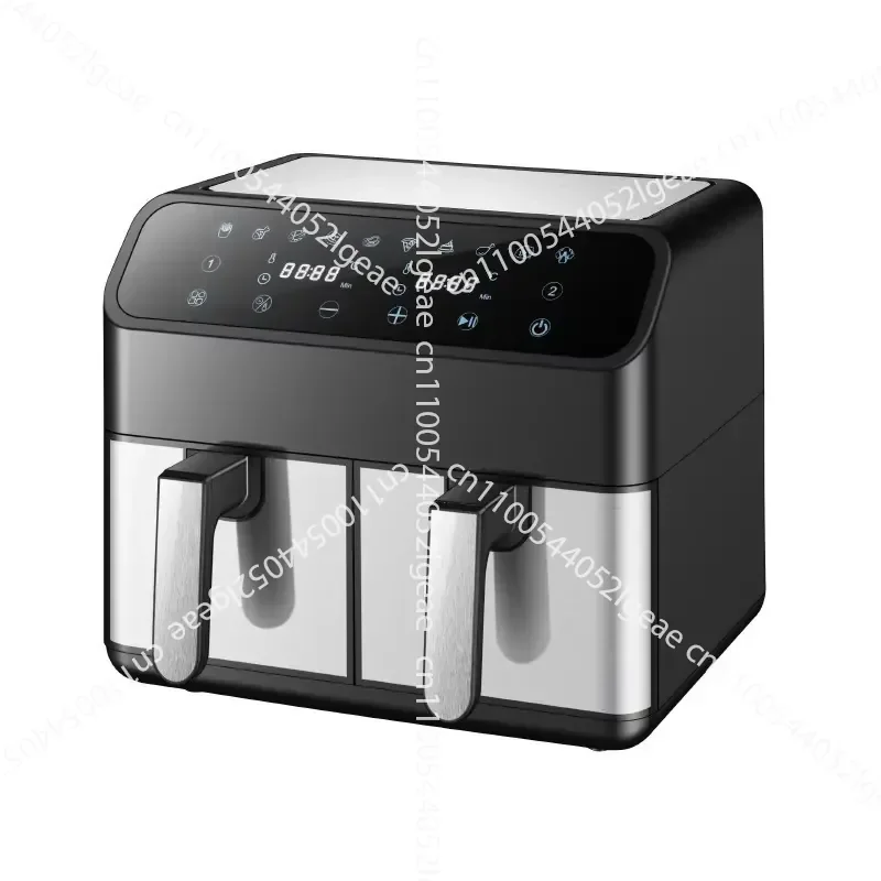 Double Pot Large Capacity 8L Double Chamber Stainless Steel Air Fryer Touch Control Multifunctional Double Basin Household