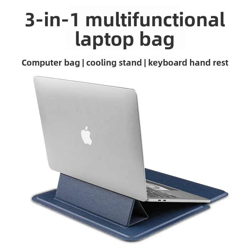Multifunctional Laptop Sleeve Bag for MacBook Pro 14 M3 M2 M1 Air 13.3 Inch Dell Lenovo Laptop Stand Case Elevator Leather