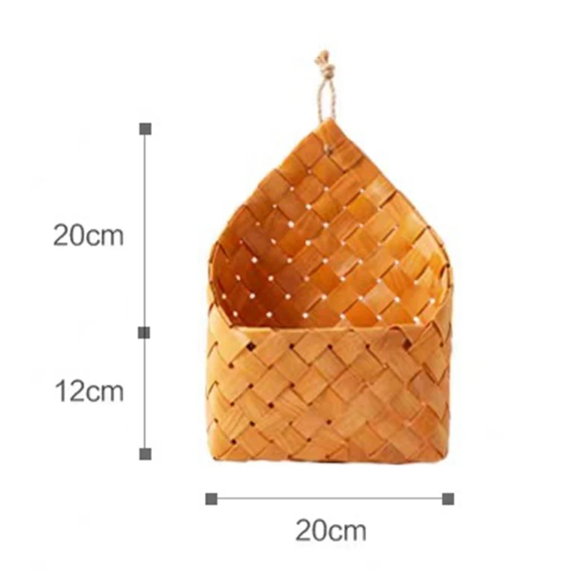N85R-Handmade Woven Baskets Flower Tableware Container Kitchen Wall Hanging Flower Pot Letter Box Storage Basket