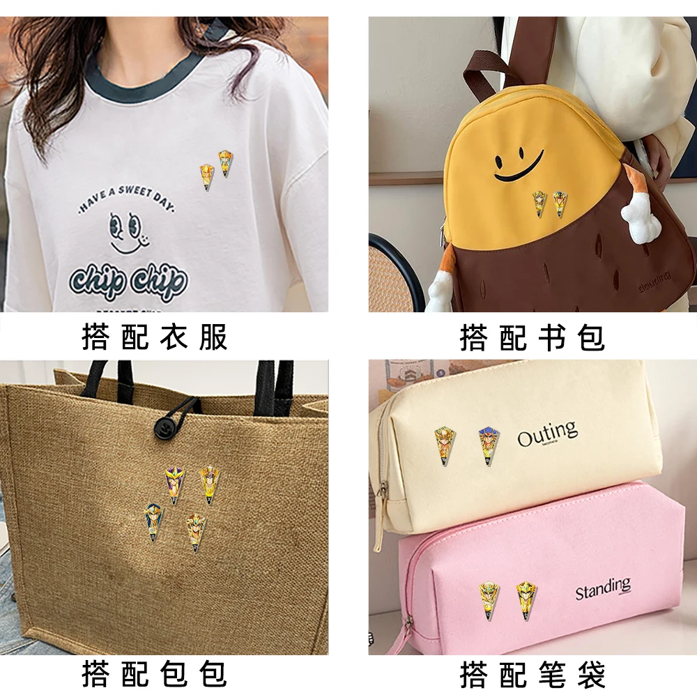 12-teiliges Set goldfarbener Anstecknadeln aus Legierung mit Emaille, Broschen mit Cartoon-Motiven, Black-Friday-Geschenk für Jacken und Tragetaschen – Detail 4