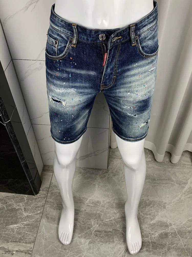 New  D2 Jeans Men's ort Pants Straight Leg Slightly Elastic Faionable Urban Sle Wear Resistant Summer 2024
