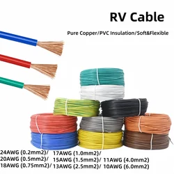 RV Copper Wire Flexible Cable Electric PVC Electrical Cable 300/500V Single-Core Multi-Strand Flexible Wire For Car Audio Wires