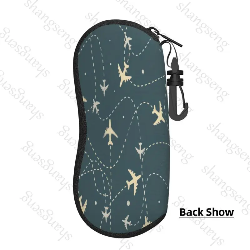 Sky Plane Travel cartoon Printed pattern Glasses Case Portable zipper soft-shell is suitable for cosmetics storage Glasses case