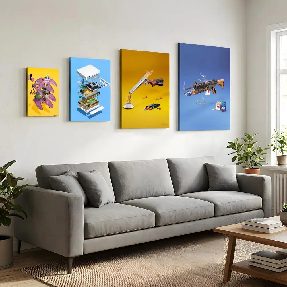 Exploded View Technology Design Framed Wall Painting HD Canvas Wall Art Print | Optional Frame | Modern Hallway Home Wall Decor