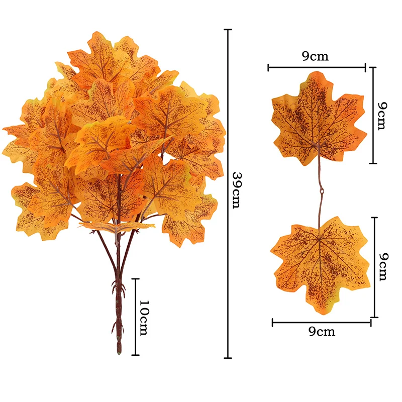 39cm künstliche Ahornblätter Zweig Herbst themen orientierte Pflanzen im Freien Seiden baum blatt für Hausgarten Halloween Ernte Festival Dekor – Detail 5