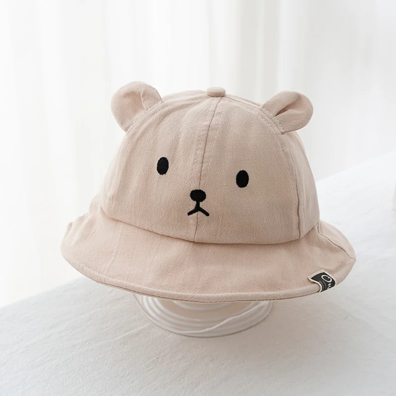 Cute Bear Baby Bucket Hat With Ears Boy Girl Cotton Kids Sun Hat Outdoor Summer Child Panama Cap