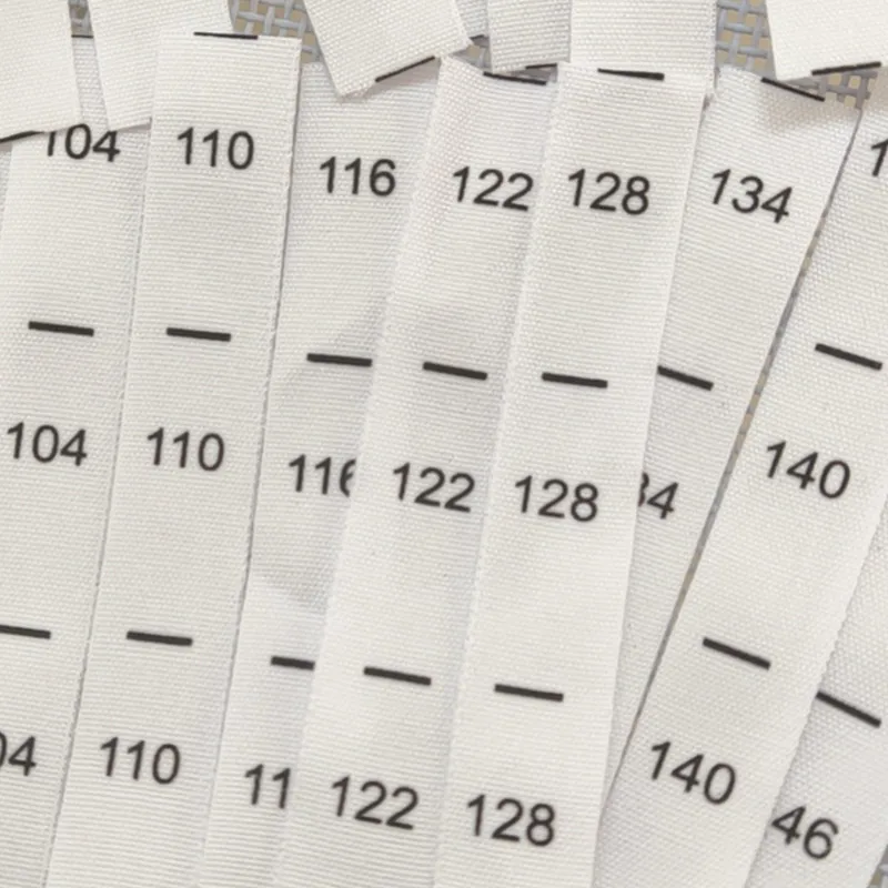 50pcs Pure White Cotton Size Label for Kids 56 62 68 74 80 86 92 98 104 110 116 122 128 134 140 146 Print Garment Size Labels