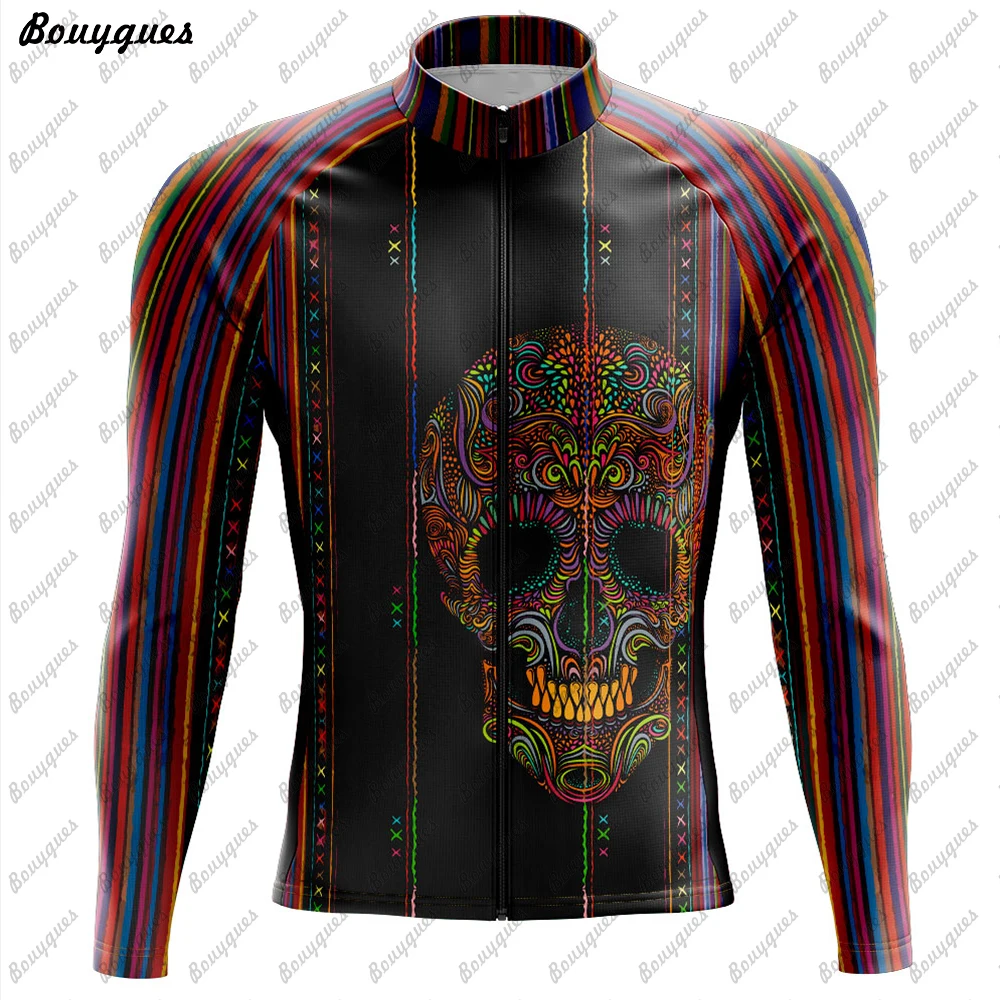 New Skull Team Cycling Jersey Set Long Sleeve Mountain Bike Cycling Clothing Breathable MTB Bicycle Clothes Wear for Mans