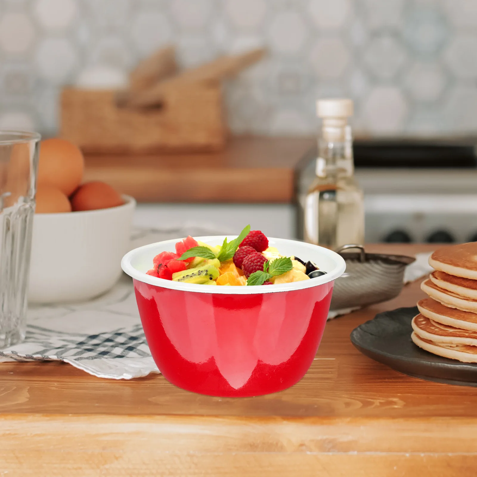 

Salad Enamel Mixing Bowl Soup Enameled Splatterware Bowls Stainless Steel Serving for Entertaining