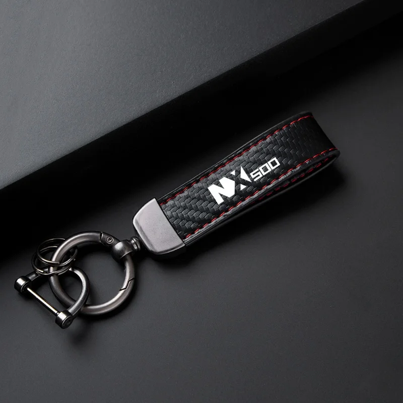 For HONDA NX500 NX 500 NX New Fashion Motocycle carbon fiber leather rope keychain Holder Keyring Logo Accessories Key chain view 3