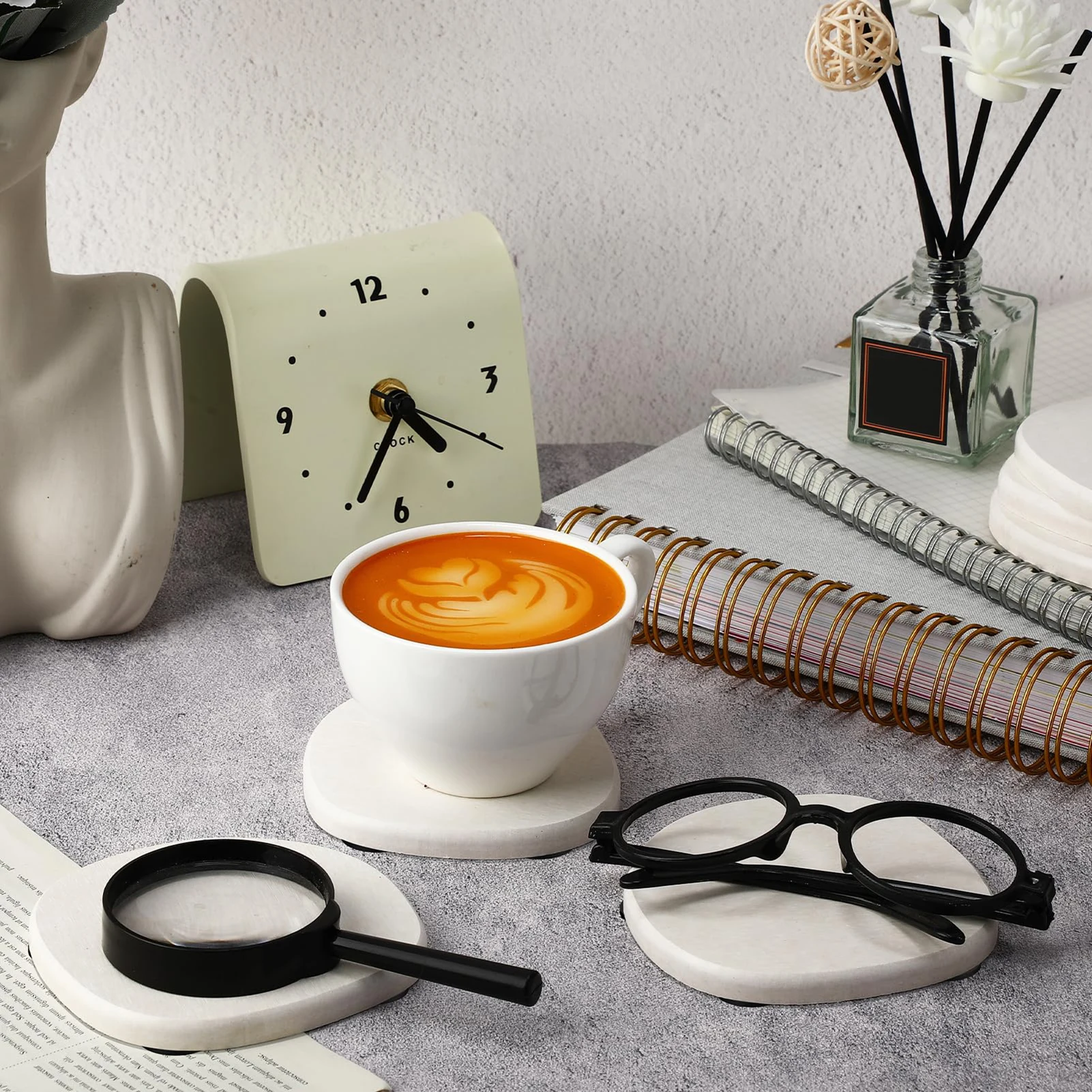 4/8PCS Set Diatomite Coasters - Marble Coaster Set review and price