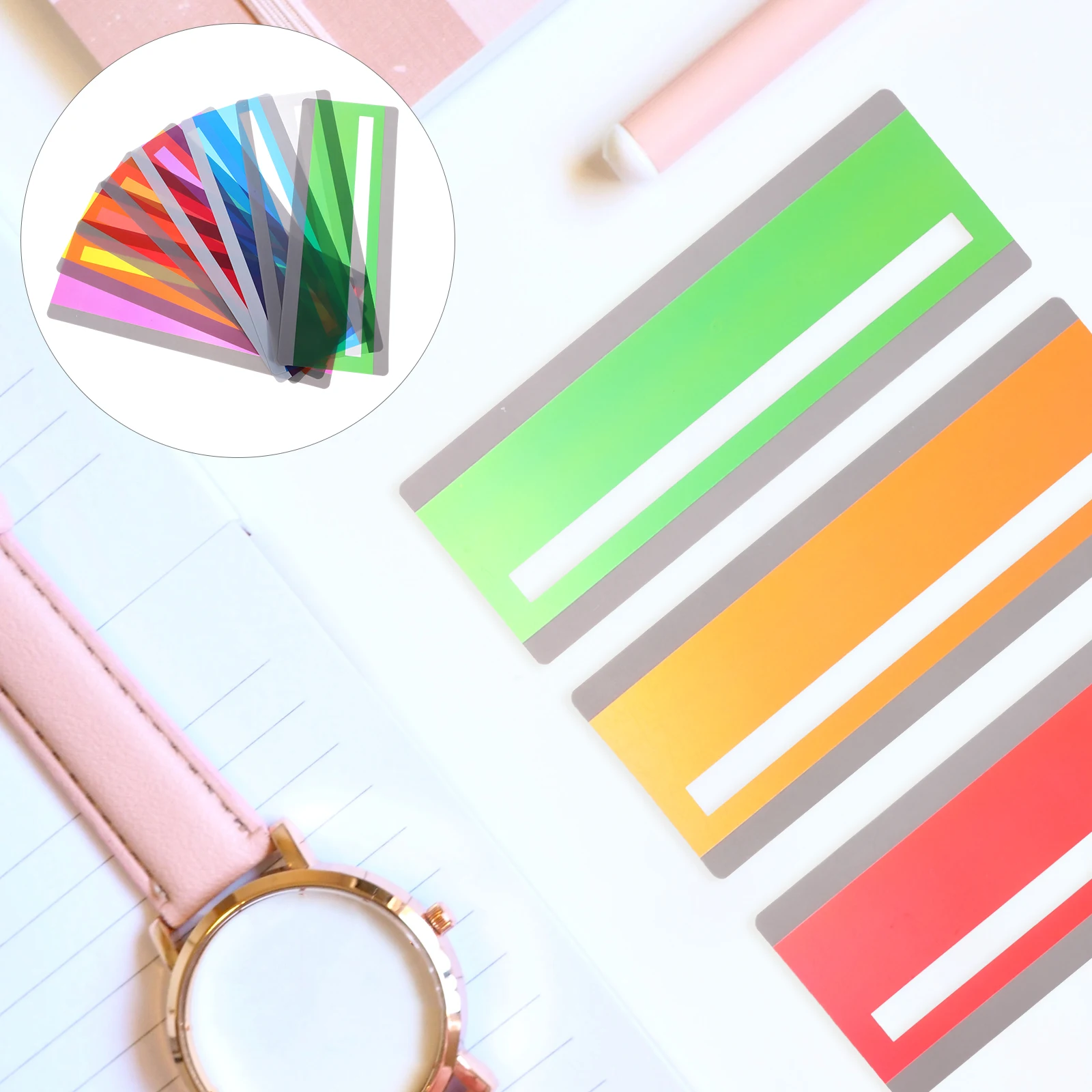 

8 Pcs Reading Guide Strips Colored Bookmark Tracking Strip for Students Page Marker Reading Tools PET Material Bookmarks