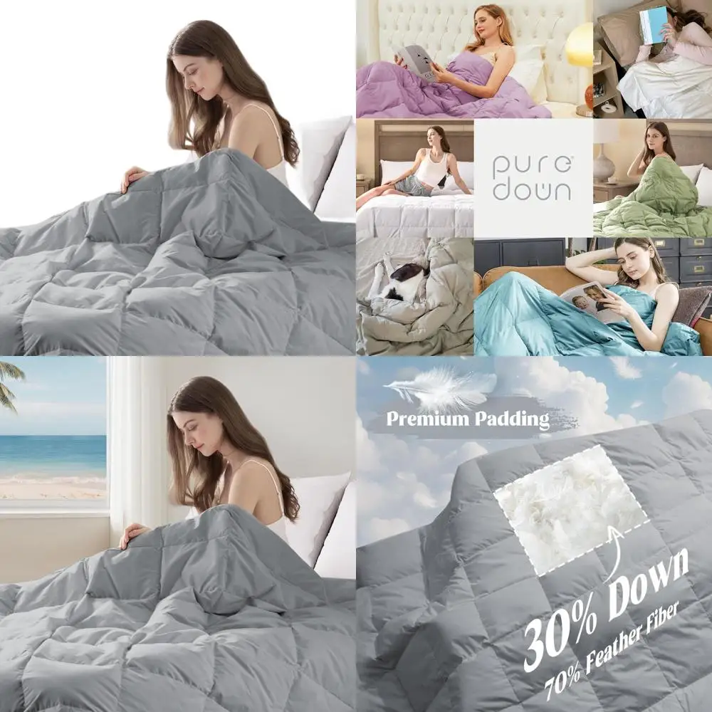 

All-Season Ultra Soft Queen Blanket, Lightweight Down Fill, Machine Washable, 88x90 Inches, Alloy Gray