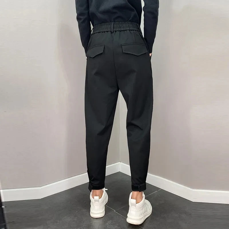 Pantalones de traje informales para hombre, pantalón Harem Delgado coreano, salvaje, Vintage, holgado, sólido, moda, primavera y verano, novedad