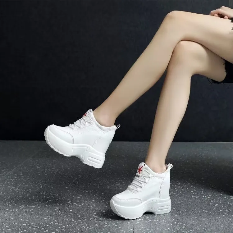 

2023 Spring Women's High Platform Chunky Sneakers Woman Autumn Fashion Women Sports Shoes Pink White Sport Sneaker Tennis Elegan