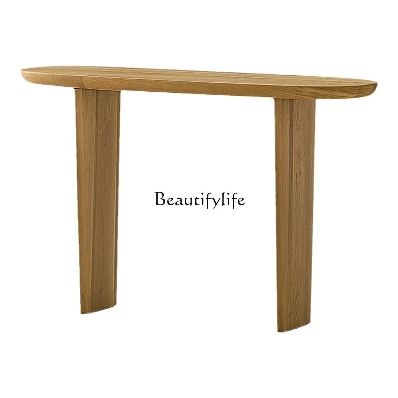 

Nordic entrance table European and American art white oak solid wood entrance table modern simplicity
