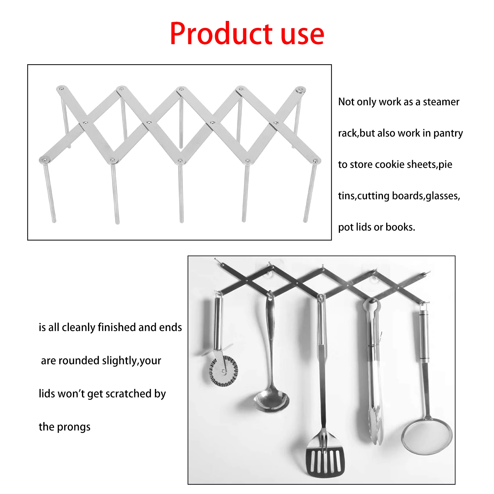 A88X 2 حزمة حامل غطاء وعاء قابل للتمديد متعدد الأغراض باخرة رف المقالي نظارات حامل لوحة مرنة المنظم أدوات خبز المطبخ C
