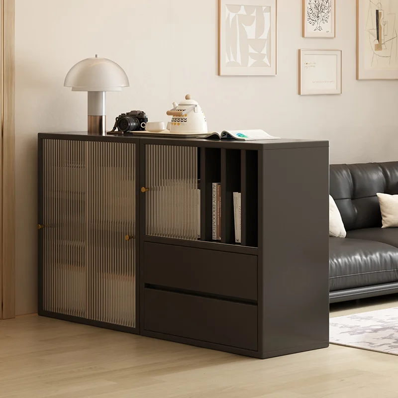 

Solid wood bookcase, black floor-to-ceiling storage cabinet, sofa side cabinet, partition storage cabinet, living room storage