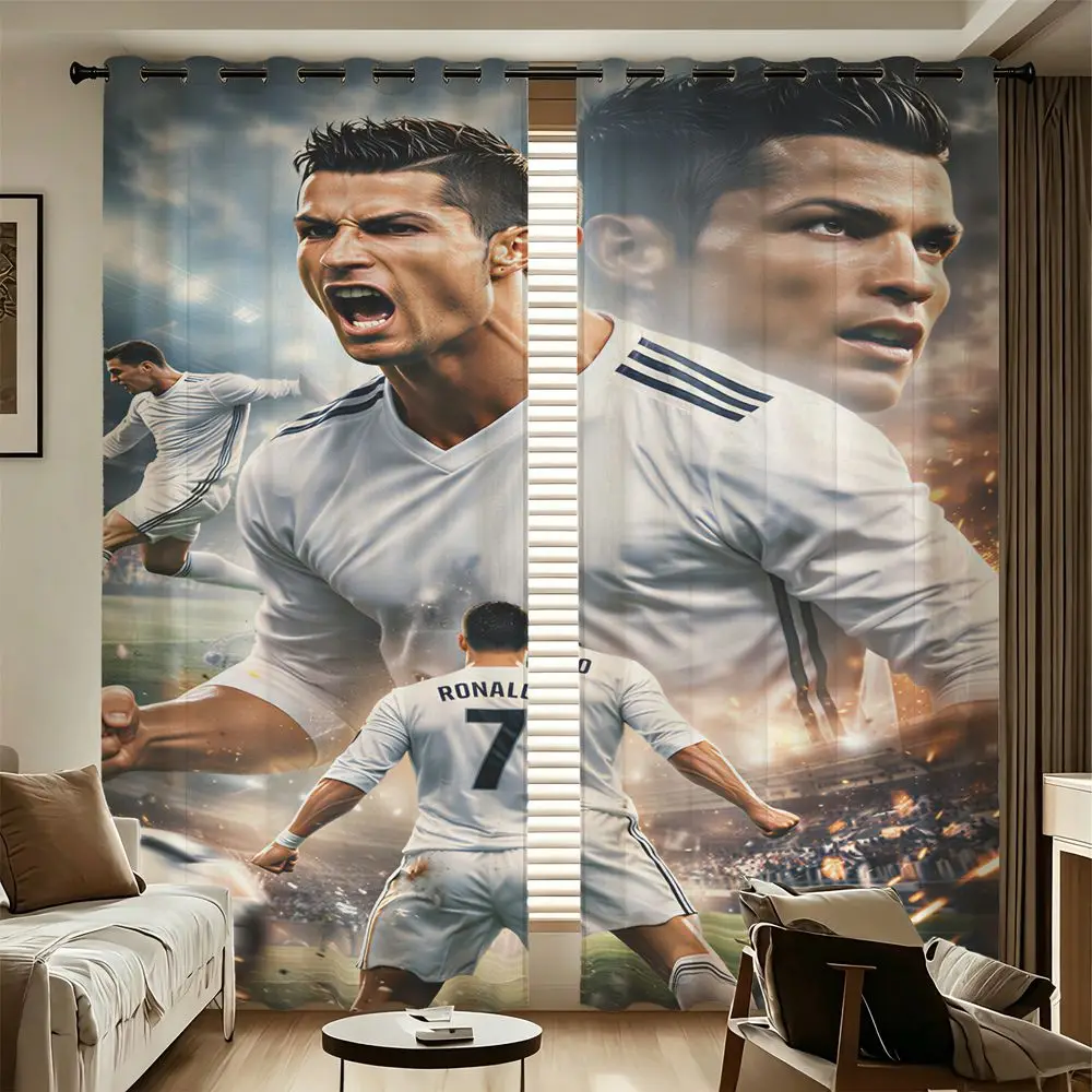 2Panels Football Player Digital Print Curtains Light Blocking 85% Darkening Curtains For Bedroom Living Room Window Home Decor