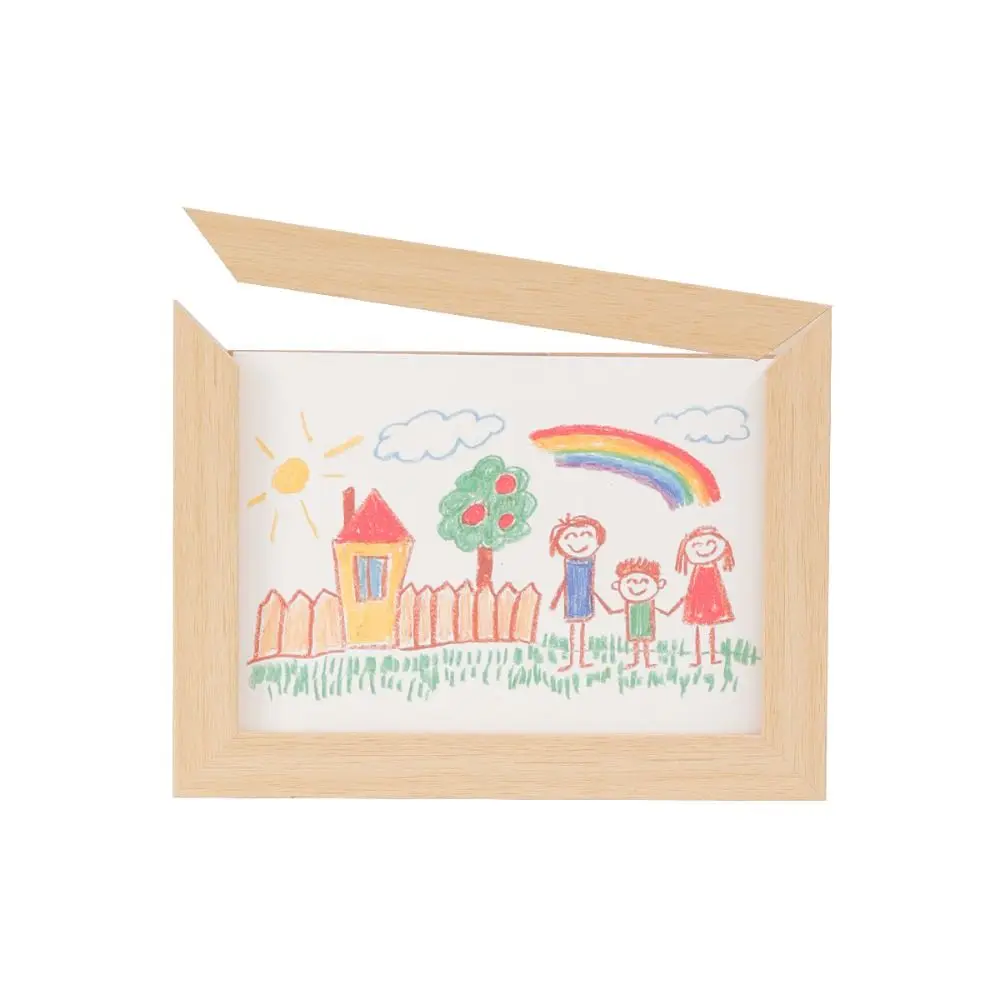 

Wall Decoration Wooden Kids Art Frame Changeable Rotatable Cards Display Holder Family Portraits Memorial Picture Frame for Kids