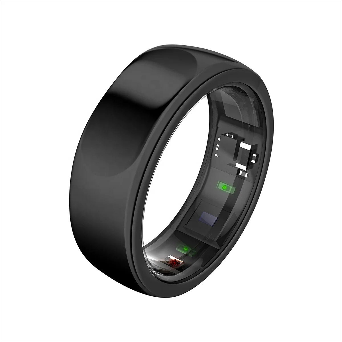 Advanced Wearable Device Black Titanium Smart Ring Wireless Charging Monitoring Physical Conditions Data from Your Finger