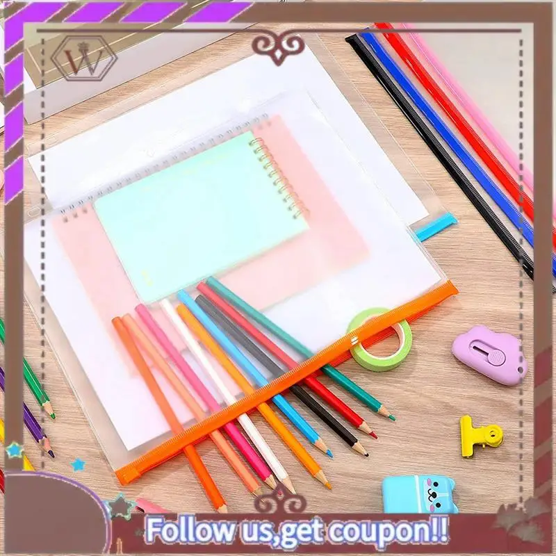 ABBG-40Pcs 3 Hole Binder Pockets A4 Size With Zipper Binder For 3-Ring Binder Loose Leaf Bags Waterproof