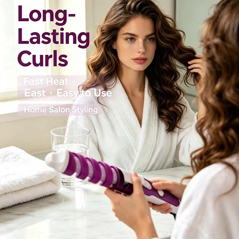 Curly hair straightener, large wave curling iron, long-lasting styling, egg roll curls, suitable for lazy people to use