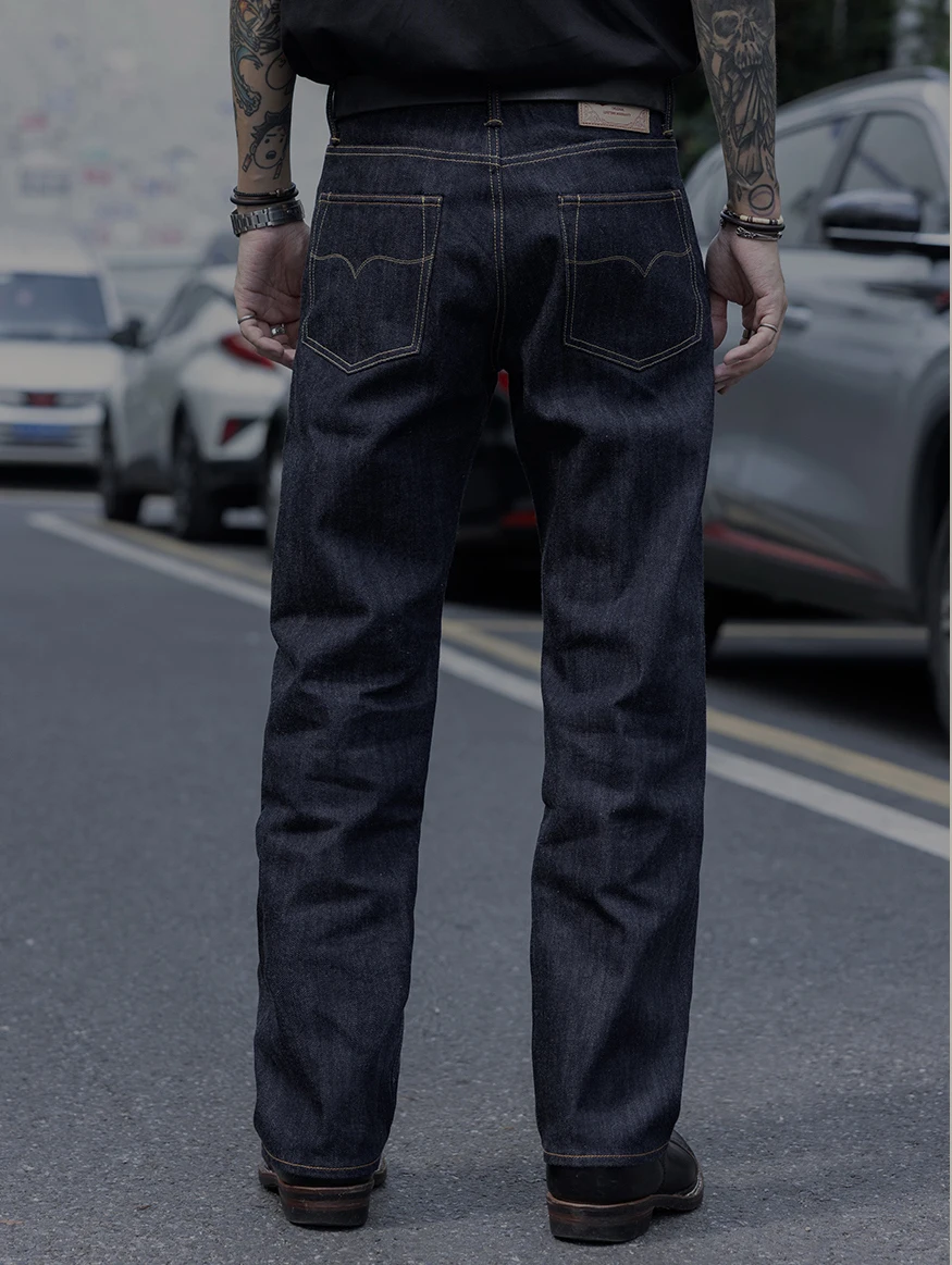 RL5PK-0003 Red Tornado 12.5oz Raw Denim Jeans Super Quality Indigo Selvage Washed Pants Loose Fitting Sanforized