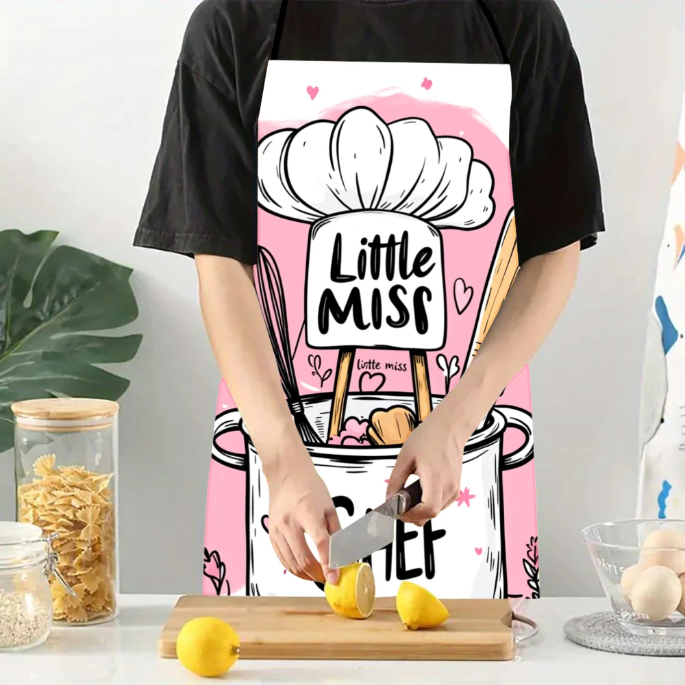 Little Miss Chef Apron For Kids Cooking Set With Whisk And Spatula Pink Design For Children Kitchen Wear - view 4