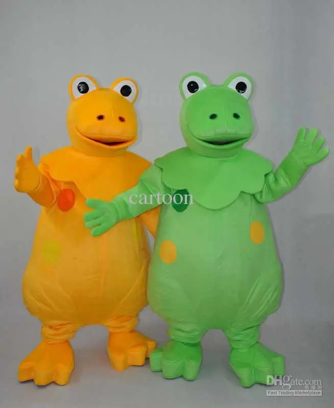 

New Adult Best Sale Foam Cute Yellow and Green Dinosaur Brothers Mascot Costume Christmas Fancy Dress Halloween Mascot Costume