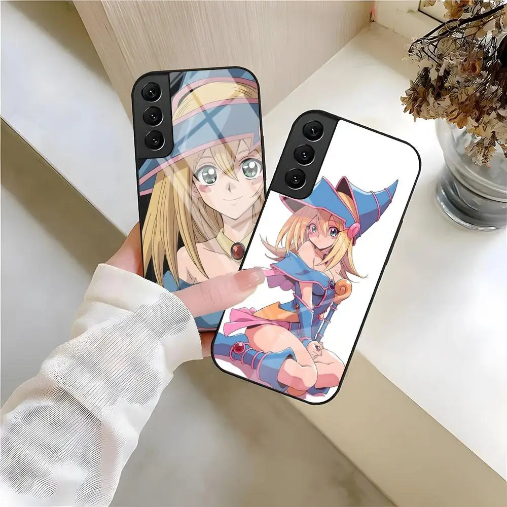 Cartoon Black Magician Girl Phone Case For Samsung S26 S25 S24 FE S23 S22 S21 Plus S20 Ultra Note20Ultra Black Glass Cover