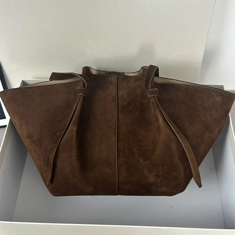 

Brown Tote Bag Luxury fashion Suede Leather Retro Wing Bag Women Shoulder Large Capacity High End Handbag Travel Shopping Bag