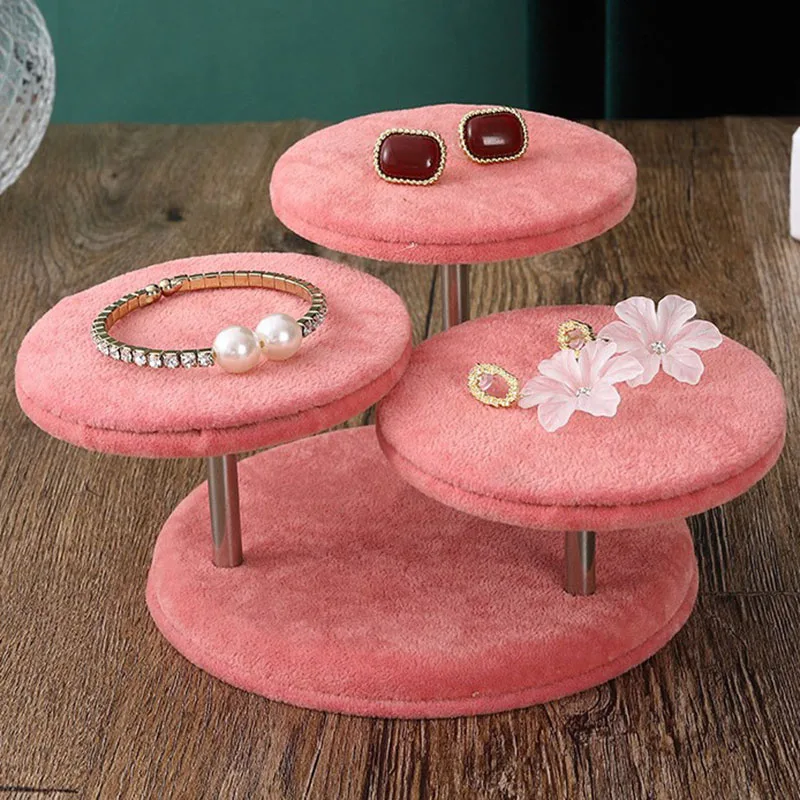 

Подставка для ювелирных изделий в стиле ретро, круглый бархатный органайзер для ювелирных изделий, ожерелье, серьги, счетчик часов, стеллаж для выставки товаров, настольная стойка для аксессуаров