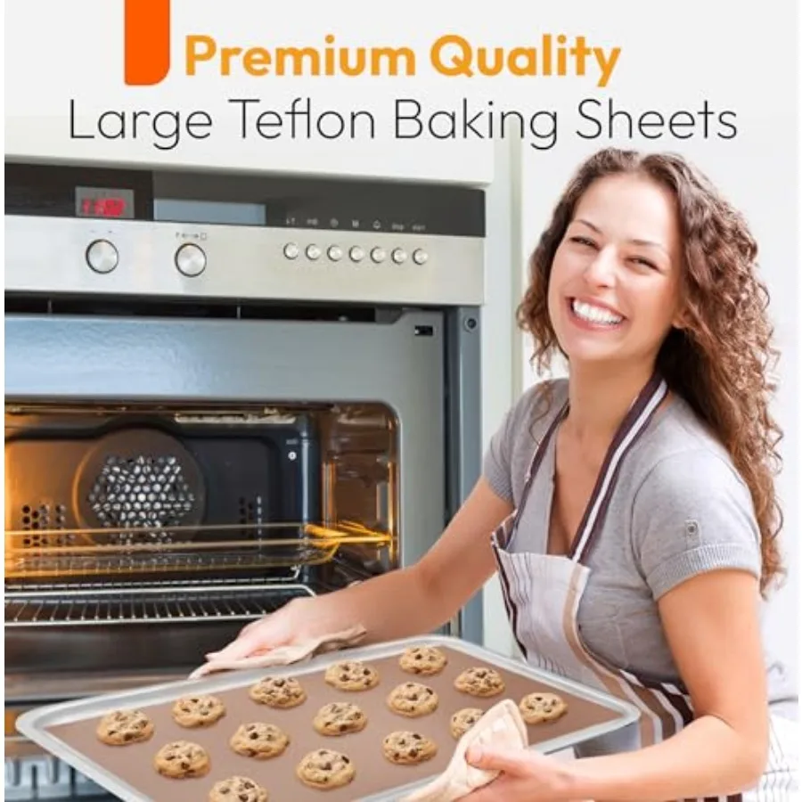 Teflon Sheets for Heat Press and Baking - Reusable PTFE Oven Liners, Premium Teflon Sheet for Baking - Heat Resistant Range Mat