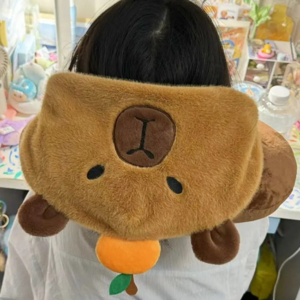 Kawaii Cartoon Capybara U Shape Pillow with Hat Plush Noon Break Neck Pillow Soft Stuffed Hooded Travel Pillow