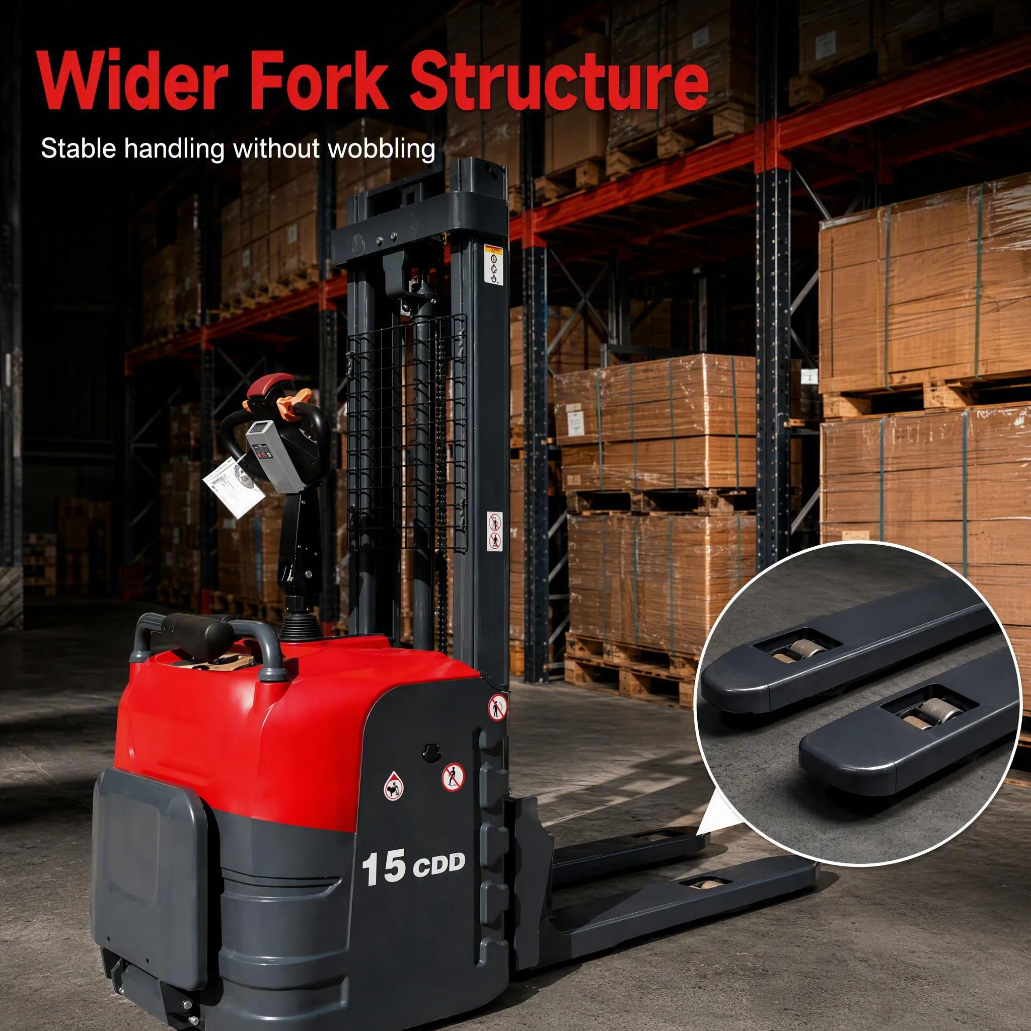 Factory Direct 1.5 Ton 2 Ton Lift Stacker Machine Self Loading Portable Forklift Full Electric Stackerer Price