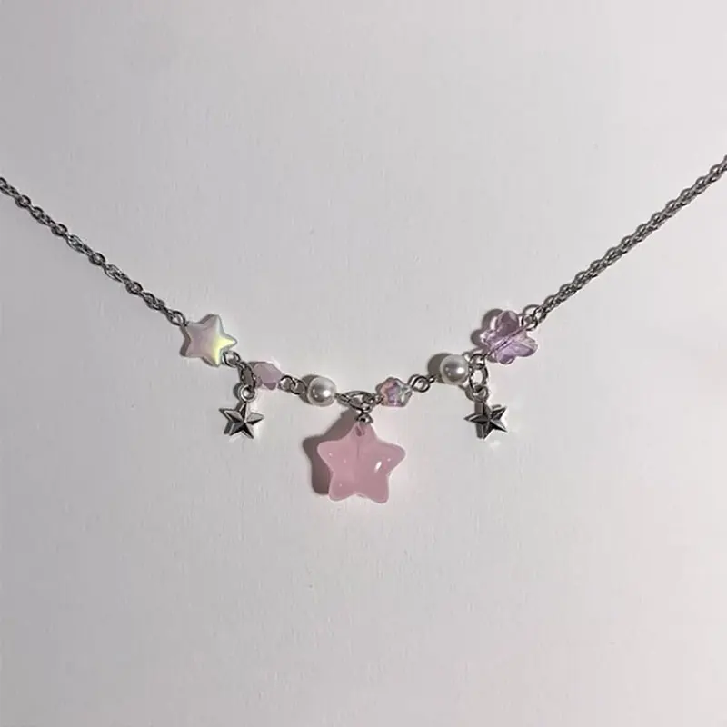 Lovely star exquisite beaded pendant necklace, kawaii, creative gift