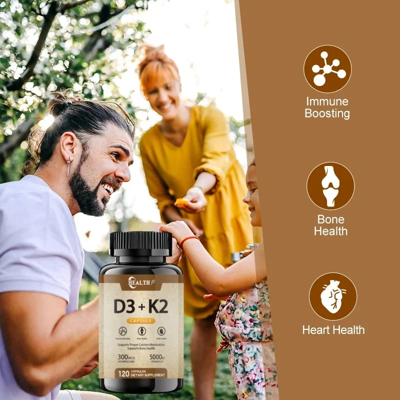 Shengsu k2 (mk7) (100mcg) Vitamin d3 (5000 iu) 120 Kapseln-gluten frei und nicht gmo