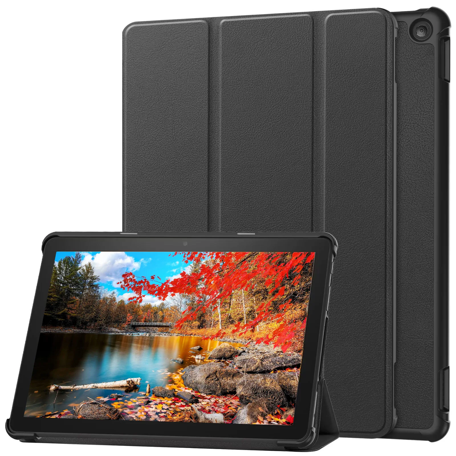 New PU Leather Tablet Case For All-New Amazon Fire HD 10 Tablet (13th Generation, 2023 Release) Shockproof Trifold Stand Cover